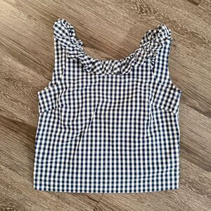Just Madras Navy and White Gingham Top